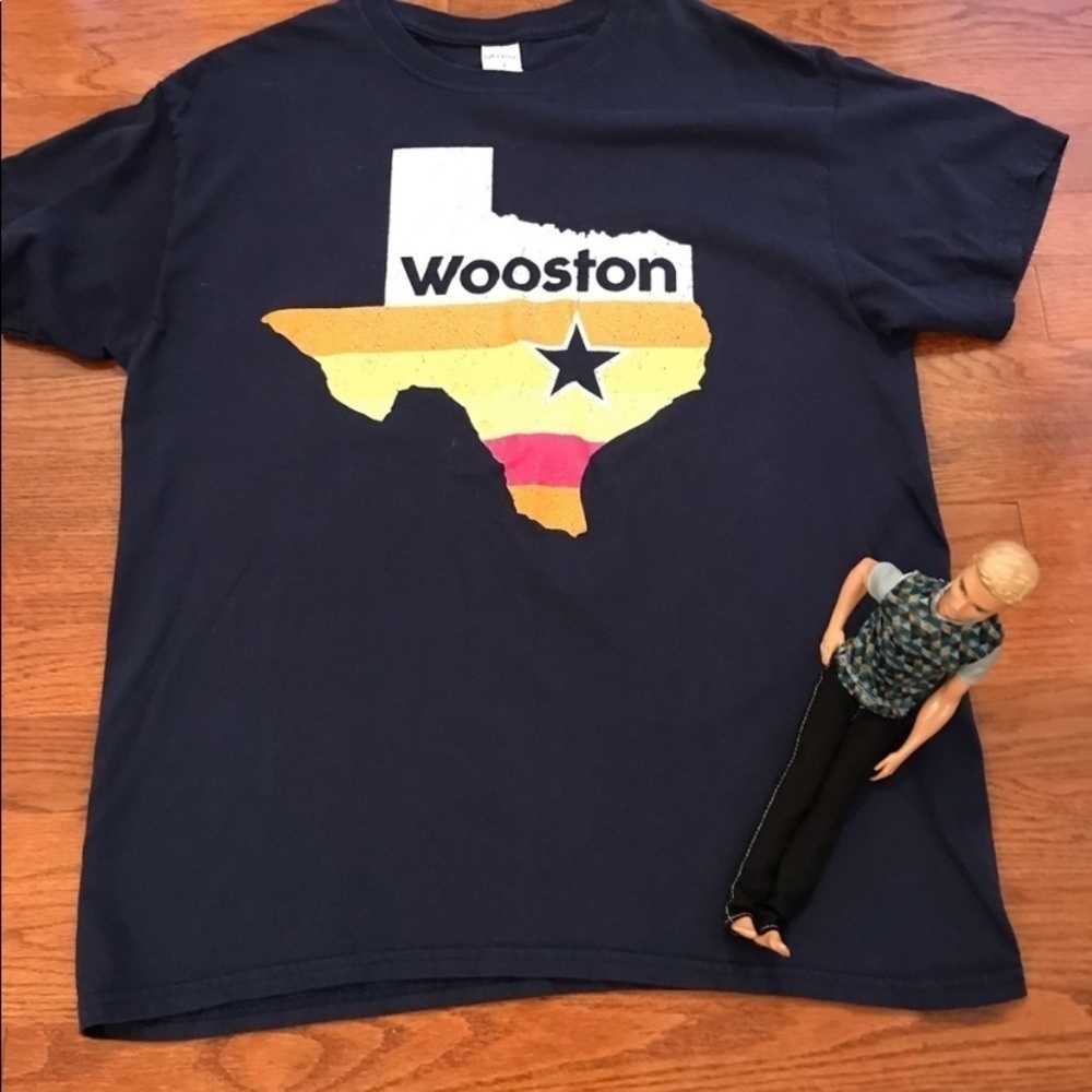 WOOSTON HOUSTON ASTROS BLUE SHIRT TEXAS WESTERN